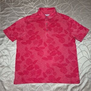 Tommy Bahama  Palmetto Keys Short Sleeve Pink Plumeria Polo Shirt Men’s Size L